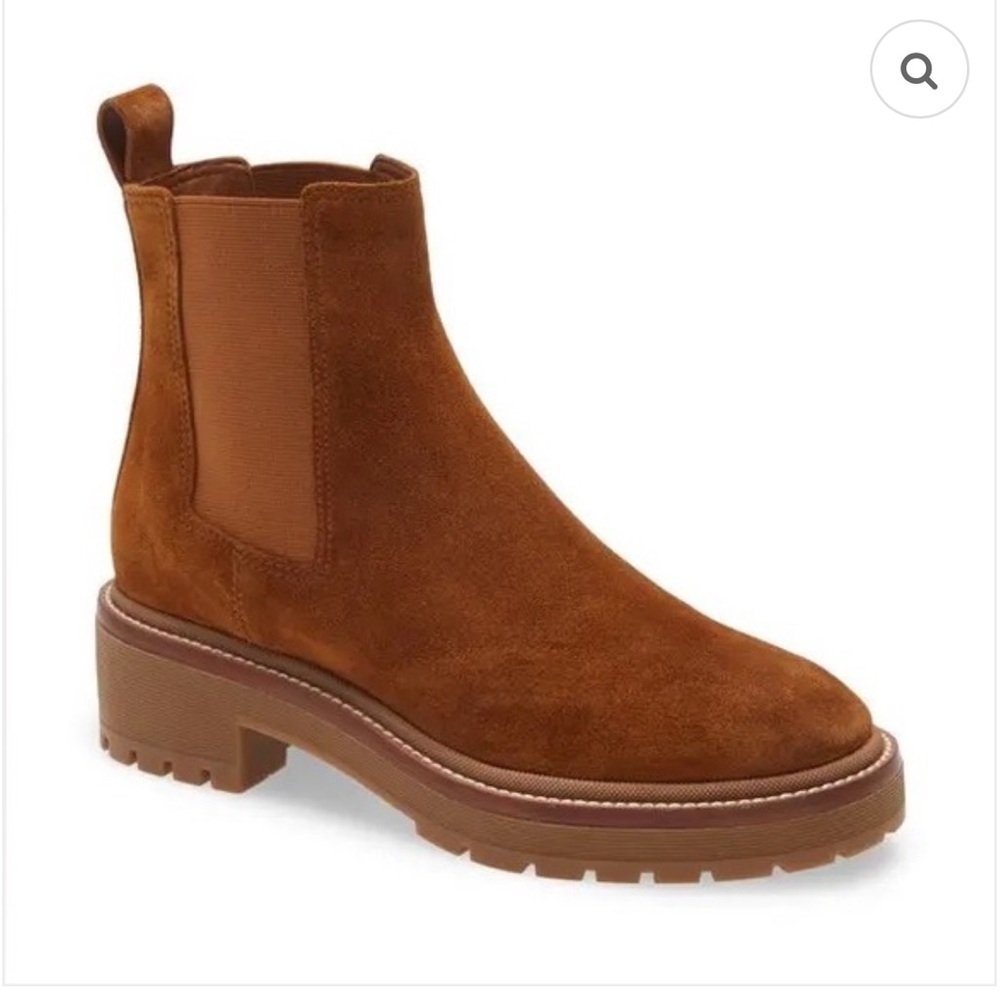 Tory Burch Lug Sole Chelsea Bootie Rhum/Cognac Brown Color Size 9